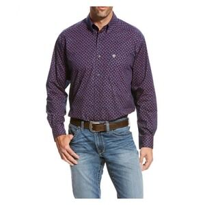 ARIAT Men's XL Tanner Stretch Button Down Shirt Paisley Long Sleeve Western‎